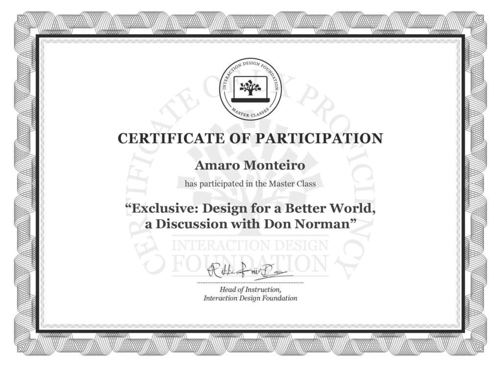 certificate amaro monteiro ux design
